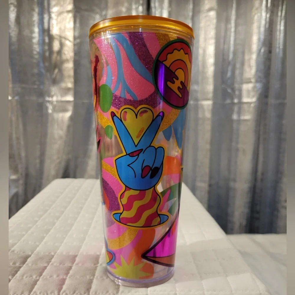 Starbucks 2023 Pride Tim Singleton Graffiti Cold Tumbler Rainbow Groovy 70s 80s